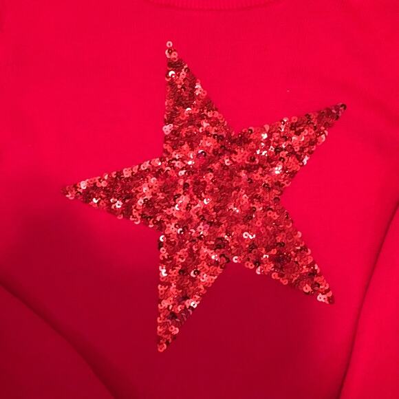 Cat & Jack Sweater Dress Red Sequin Star Kids XL Holiday Festive Target Brand - Picture 2 of 3